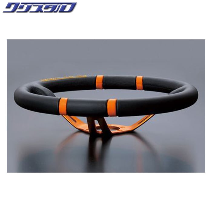 MOMO DRIFTING 350Φ 85mm DEEP BKレザー/ORスポーク ORANGEステッチ