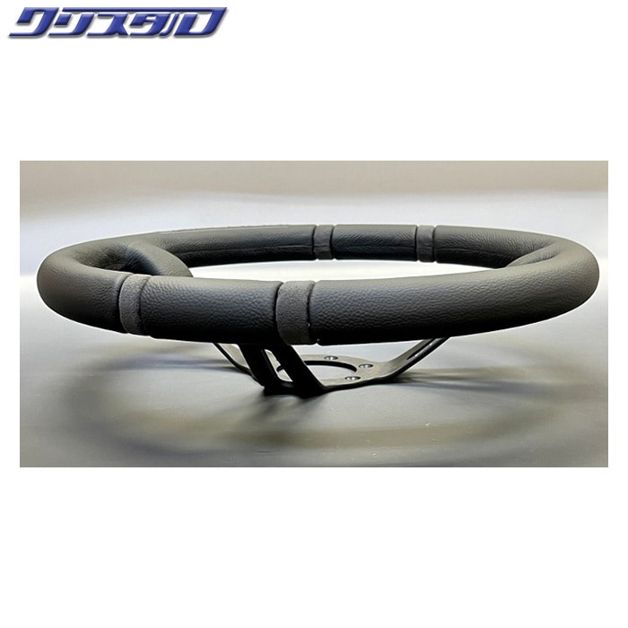 MOMO DRIFTING 350Φ 85mm DEEP BKレザー/BKスポーク BLACKステッチ