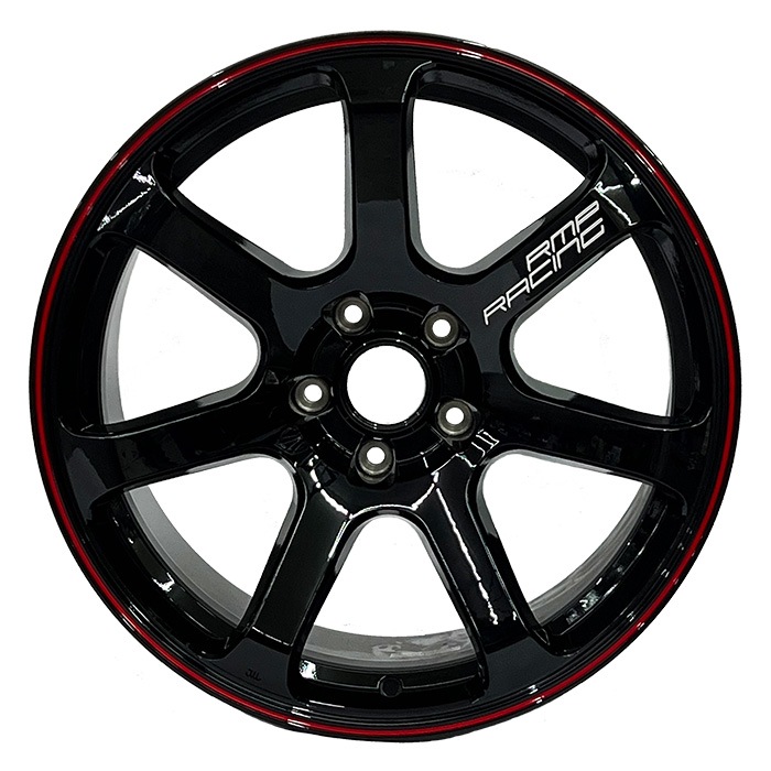 RMPレーシング R07 1895+12 5/114.3 18インチ 9.5J +12 ホール数:5 PCD:114.3 BKR ブラック/リムレッドライン 2本組