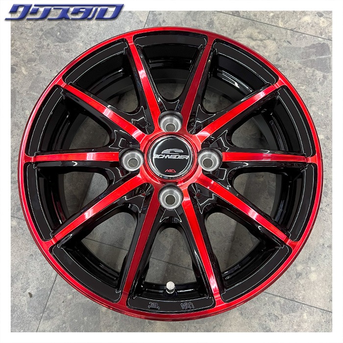 セール品！ MID SCHNEIDER(シュナイダー) RX10-K 1445+45 4/100 14インチ 4.5J +45 ホール数:4 PCD:100 ブラックポリッシュ/クリスタルレッドクリア ブリヂストン ニューノ 155/65R14 4本セット