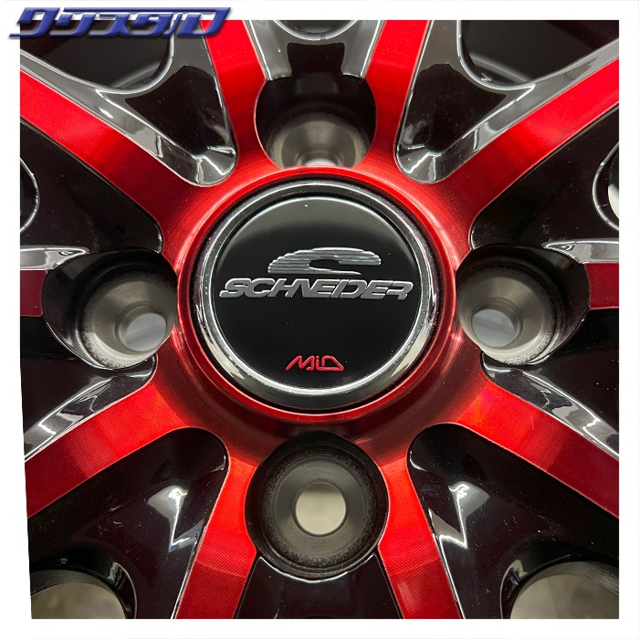 セール品！ MID SCHNEIDER(シュナイダー) RX10-K 1445+45 4/100 14インチ 4.5J +45 ホール数:4 PCD:100 ブラックポリッシュ/クリスタルレッドクリア ブリヂストン ニューノ 155/65R14 4本セット