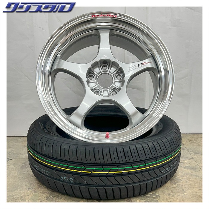 セール品！ TAKECHI PROJECT RACING HART (タケチプロジェクト レーシングハート) CP-Fチューン 1880+35 1890+38 5/114 18インチ 8J 9J +35 +38 ホール数:5 PCD:114 シルバー 特選輸入タイヤ 225/40R18 235/40R18 各2本計4本セット