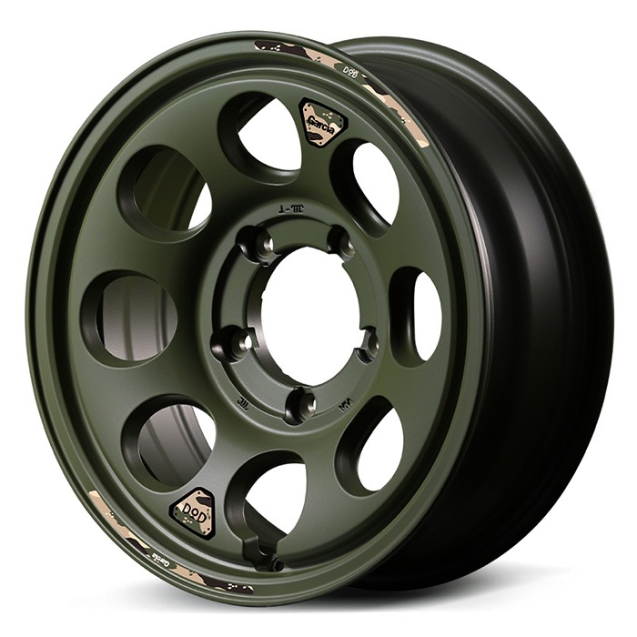 セール品！ MID WHEELS × DOD ウシャリン 1655+20 5/139 16インチ 5.5J +20 ホール数:5 PCD:139 セミグロスODグリーン 4本セット マルカサービス SOG