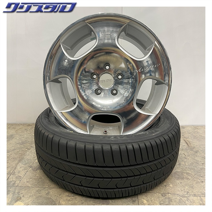 セール品! CRIMSON (クリムソン) クラブリネア ミステリオ124 1880+30 1890+35 5/114 18インチ 8J 9J +43 ホール数:5 PCD:114 シルバーポリッシュ NITTO NT555G2 225/45R18 各2本計4本セット