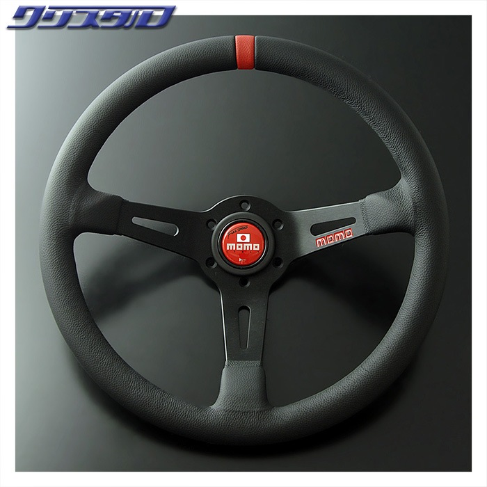 MOMO FULL SPEED 348Φ 90mm DEEP BKレザー/BKスポーク RED TOP