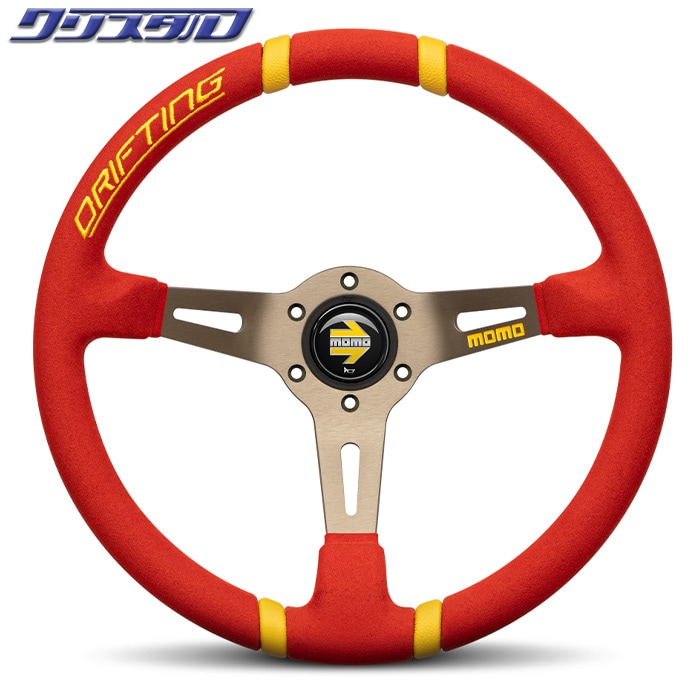 MOMO DRIFTING マイクロファイバー 350Φ 85mm DEEP グリップ：レッドマイクロファイバー スポーク：アンスラサイト