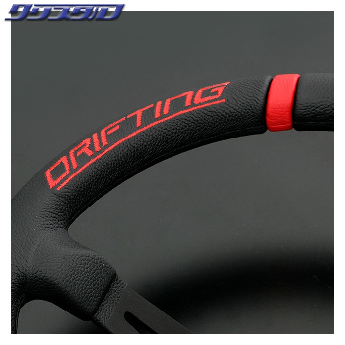 MOMO DRIFTING 350Φ 85mm DEEP BKレザー/BKスポーク REDステッチ