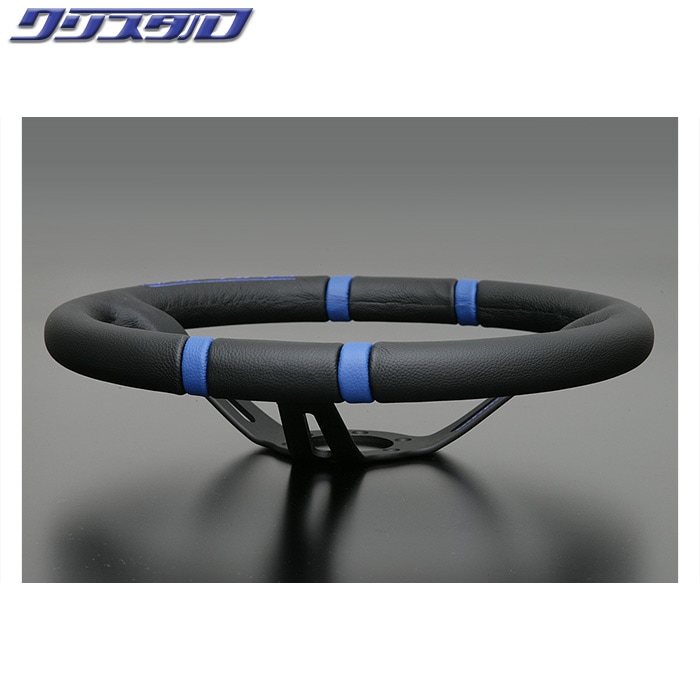 MOMO DRIFTING 350Φ 85mm DEEP BKレザー/BKスポーク BLUEステッチ