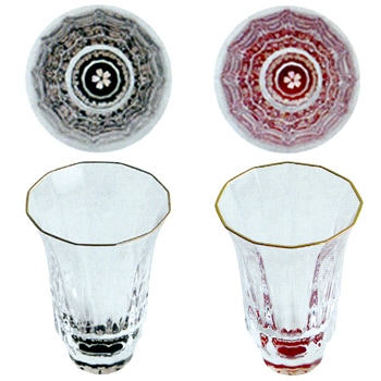 天野漆器：金杯[万華鏡シリーズ] 桜(貝入) 朱/黒のお取り寄せは百選横丁
