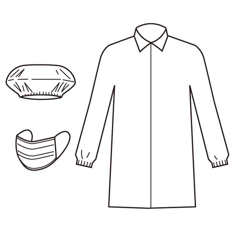 白衣3点セット(白衣・マスク・キャップ) 50式 CSC-AZ CLEAN 1301