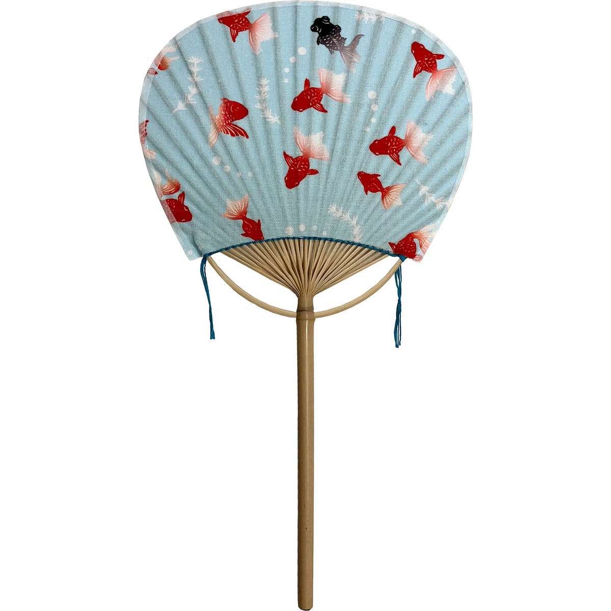 豆団扇　金魚水色