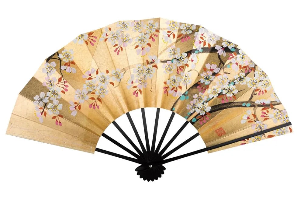 【飾り扇子】7-3 本もみ箔　椿/桜