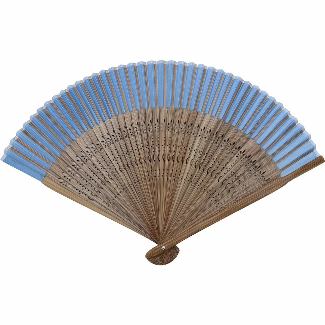 絹扇子　つゆ草（水色）