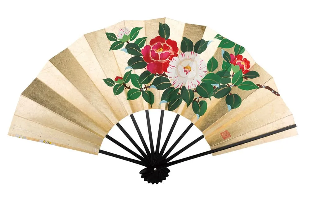 【飾り扇子】7-3 本もみ箔　椿/桜