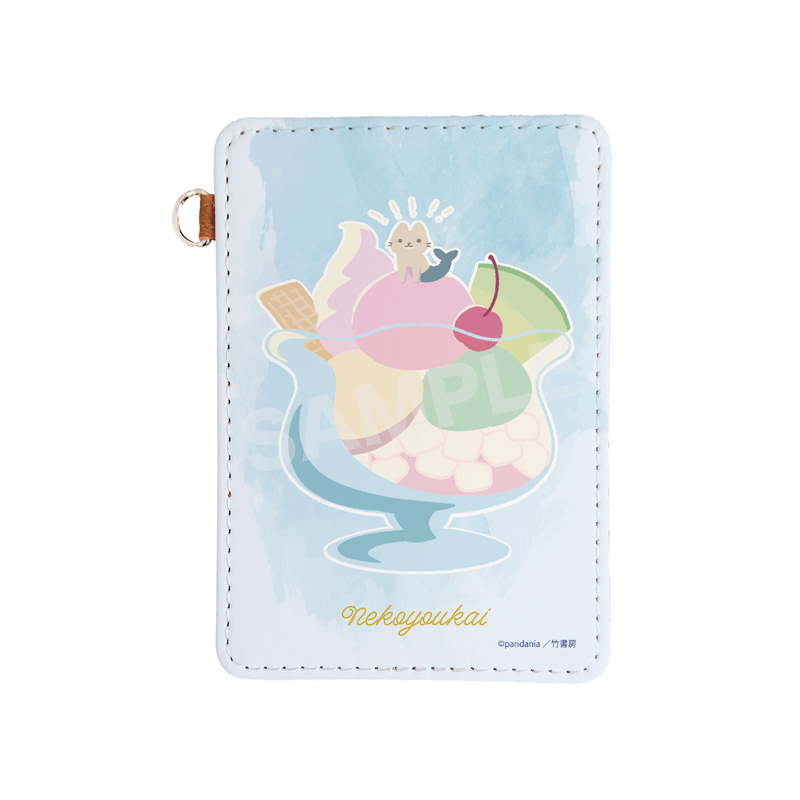 『ねこようかい』レザーパスケース 01 にんぎょ