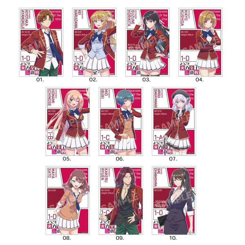 『ようこそ実力至上主義の教室へ』サテン地ステッカー 第1弾 全10種 コンプリートBOXセット