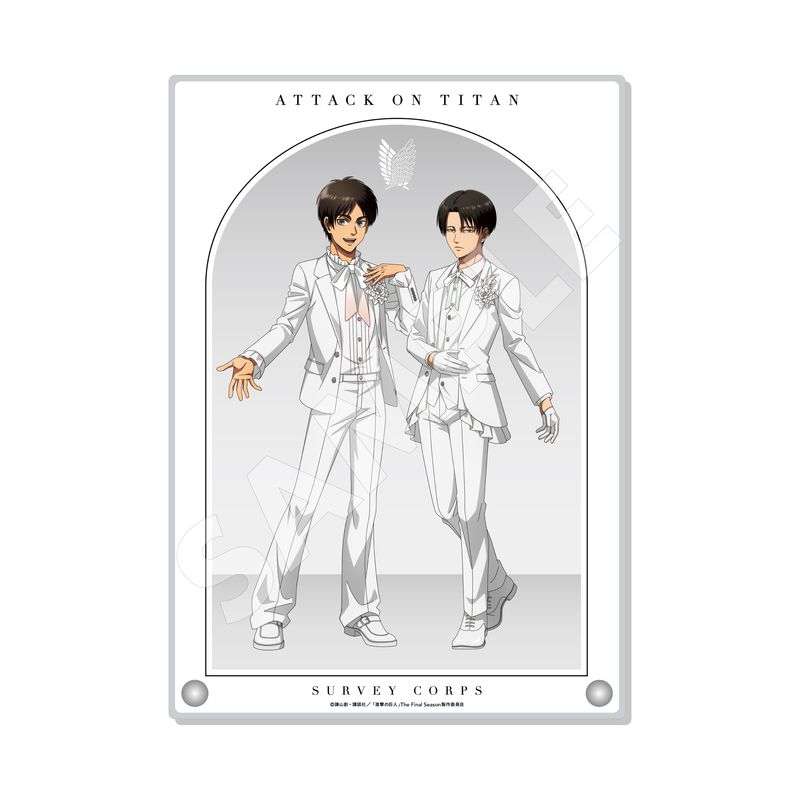 【予約受付中】『進撃の巨人』Black & White ver. アクリルボード 02 エレン&リヴァイ(White)