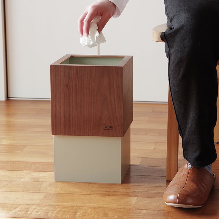 ダブルキューブ ウォールナット W CUBE ヤマト工芸 ゴミ箱