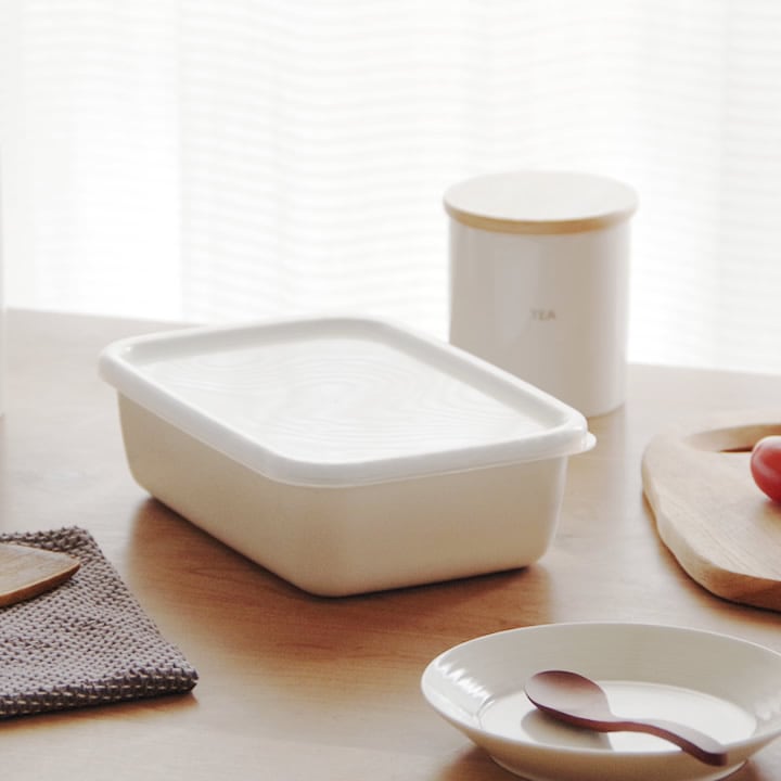 野田琺瑯 レンタングル深型 保存容器（WRF-L） レクタングル 深型 L シール蓋付 WRF-L 野田琺瑯 保存容器 - キッチン