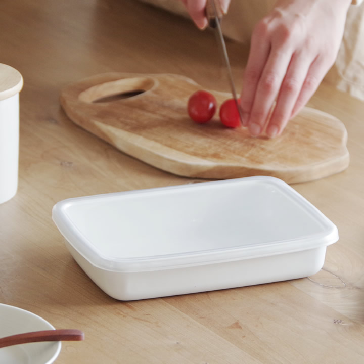 レクタングル 浅型 S シール蓋付 WRA-S 野田琺瑯 保存容器 - キッチン