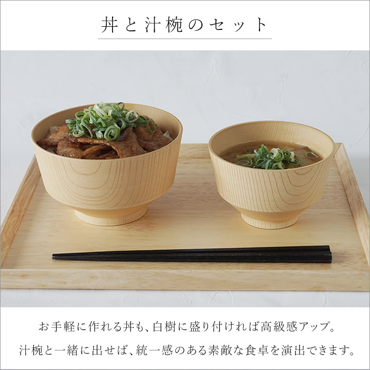 ポイント10倍】 白樹 抗菌 汁椀＆丼セット