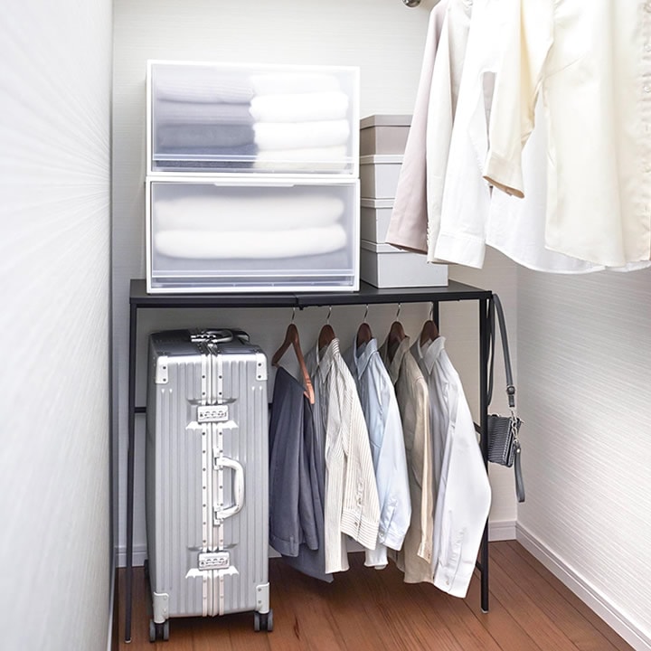 伸縮キャリーケース上ラック　ハンガーラック　山崎実業　ゴミ箱上収納　tower 伸縮キャリーケース上ラック タワー tower 山崎実業 - 山崎実業 tower