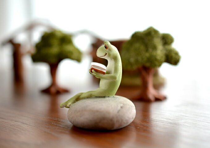 読書するカエル コポー Copeau - カエルのコポーならクッチーナ