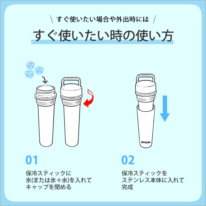 持ち運べる スティック氷のう スティコル sticol