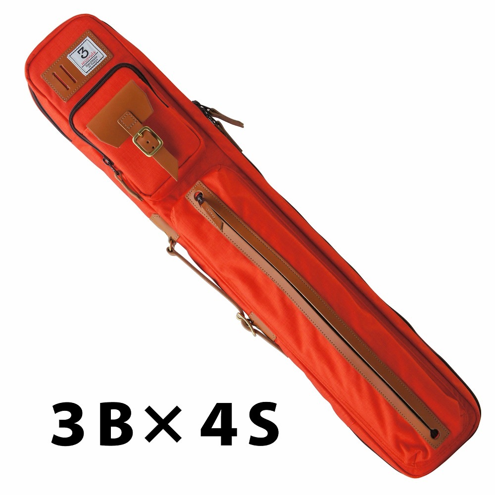 ビリヤードキューケース（3B×4S）ソフトケース　オレンジ　新品　超軽量 廃番/在庫限り】スリーセカンズ ソフトケース オレンジ 3B4S