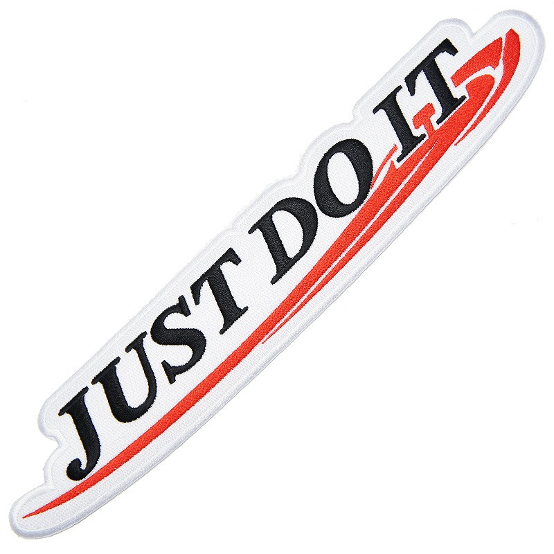 【メール便可】ジャストドゥイット ワッペン JUST DO IT 型抜き (大) 白-32cm