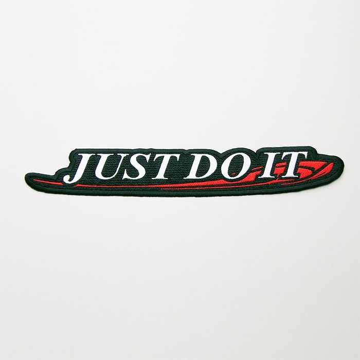 【メール便可】ジャストドゥイット ワッペン JUST DO IT 型抜き (小) 黒-約12cm