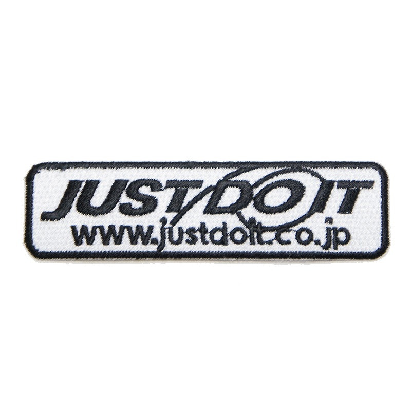 【メール便可】ジャストドゥイット カラーワッペン JUST DO IT 四角 ホワイト