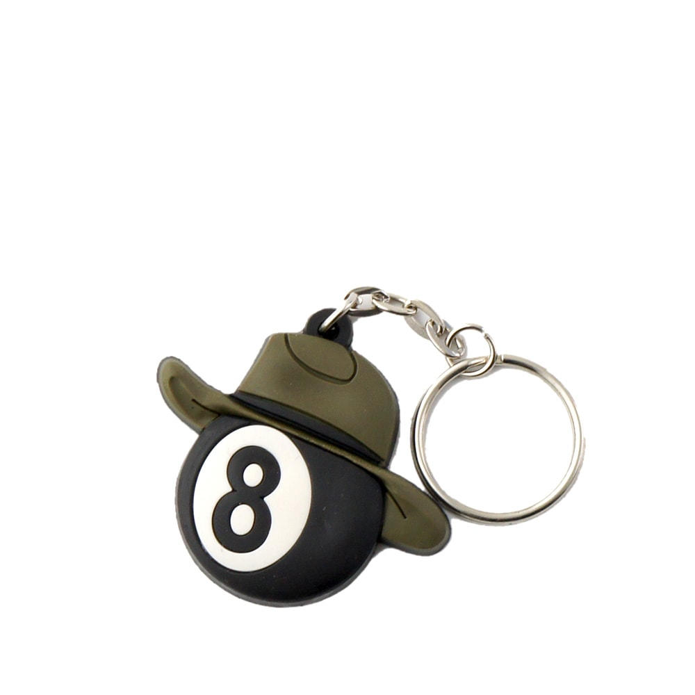 メール便可】ラバーキーチェーンアクセサリー 8ボール・ブラックハット