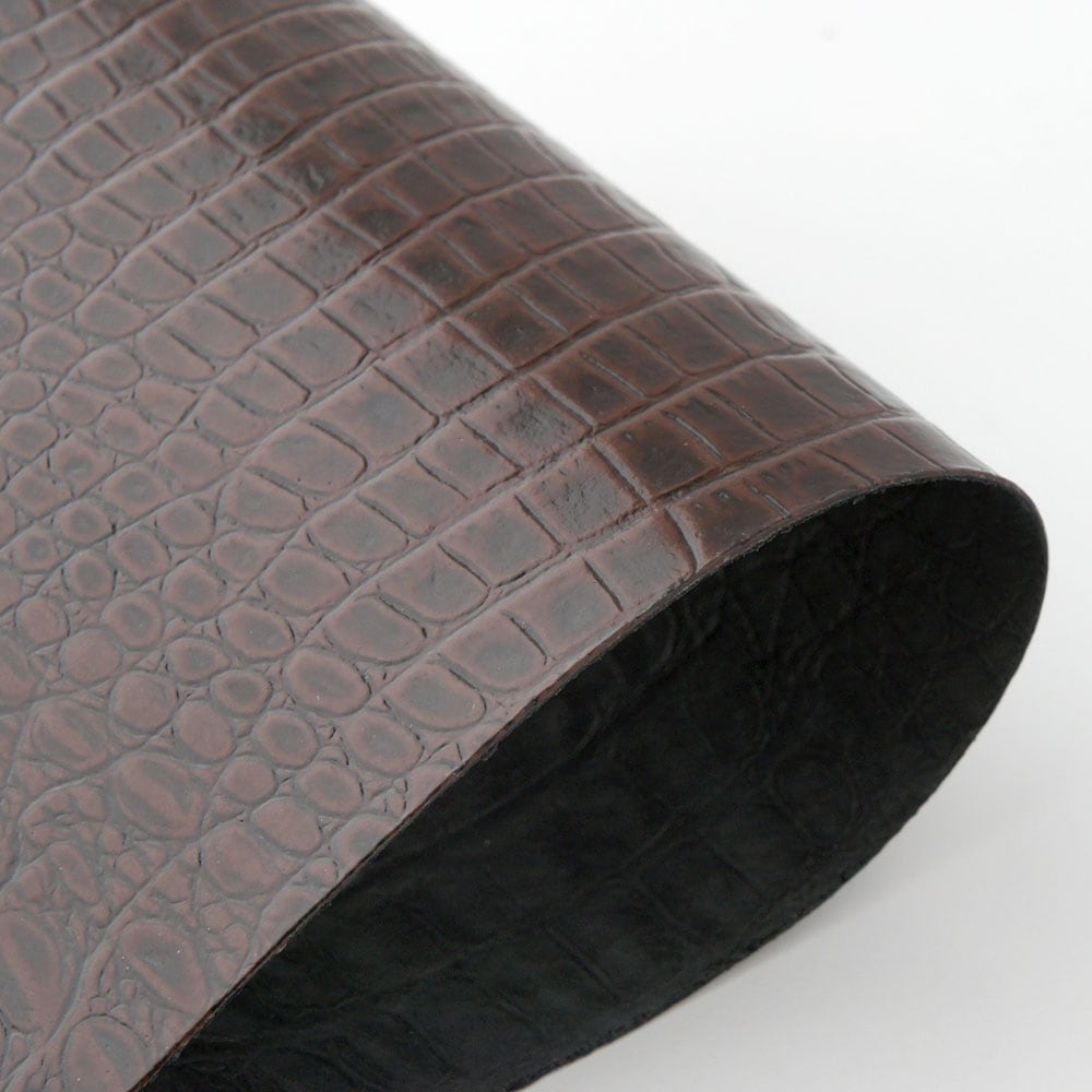 タイガー 革巻き用グリップレザー ホーンバックリザード型押 茶