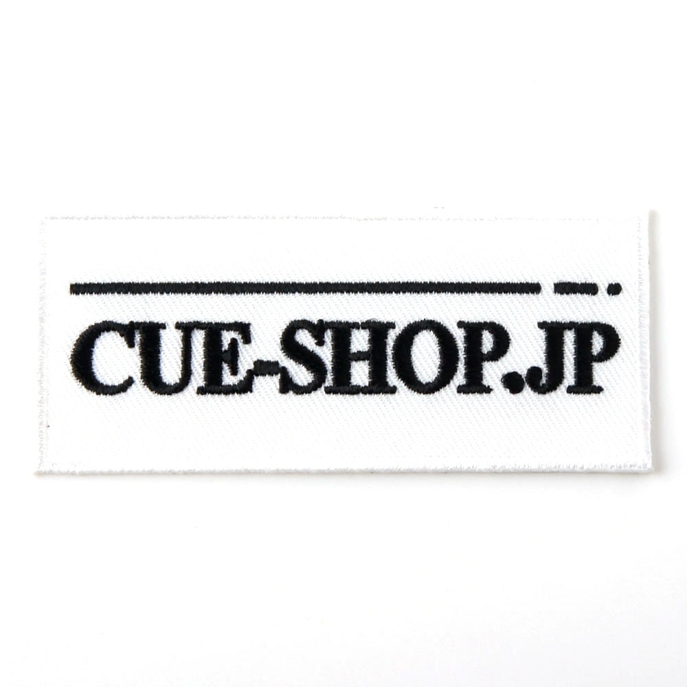 【メール便可】キューショップジャパン ワッペン cue shop 白 80x35