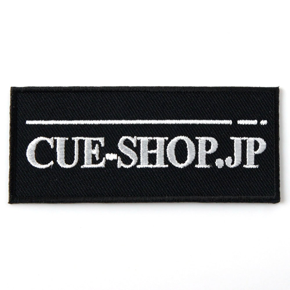 【メール便可】キューショップジャパン ワッペン cue shop 黒 80x35