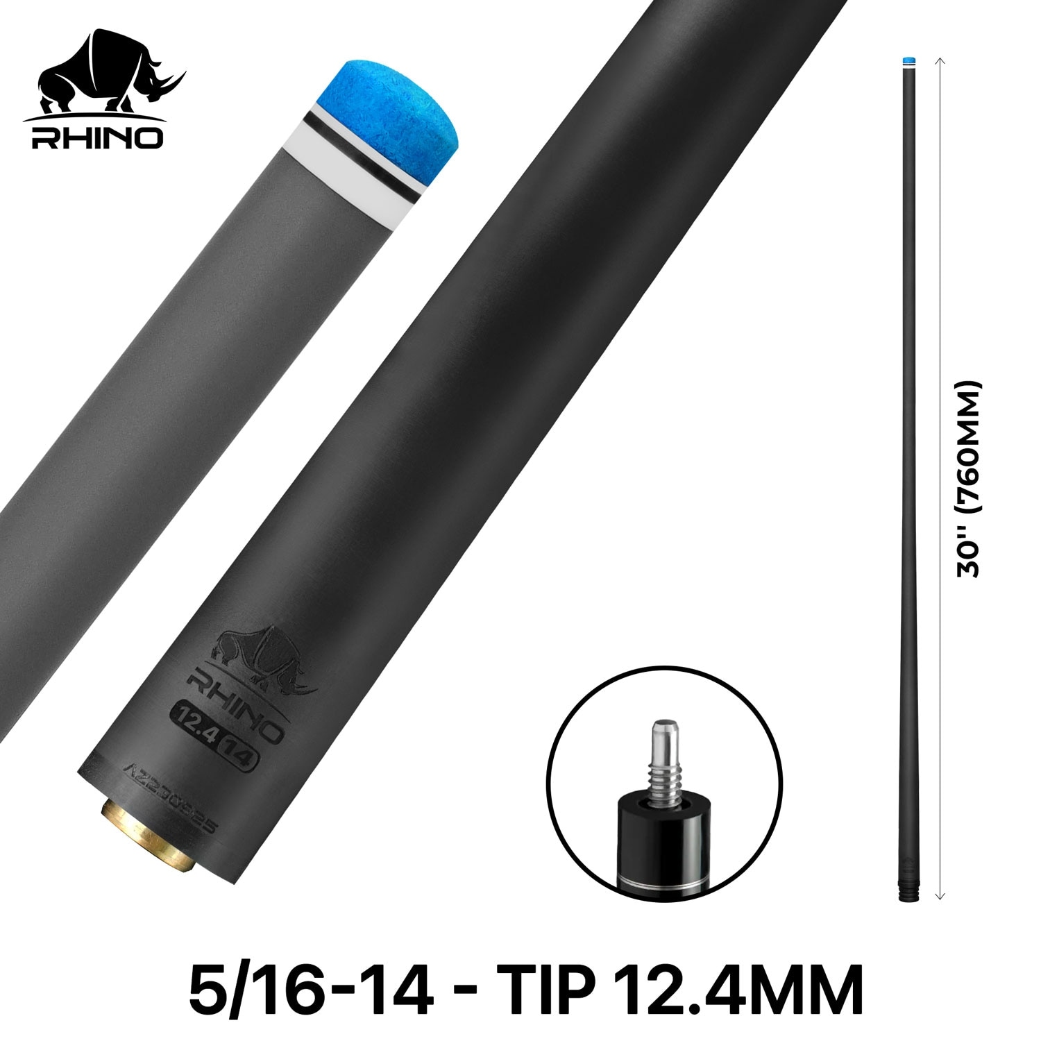 RHINO ビリヤード用カーボンシャフト 5/16-14山 パイロテッド Rhino ライノ 30