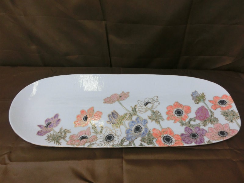 楕円大皿（キングプロテア） | 講師作品,手工芸,ポーセラーツ