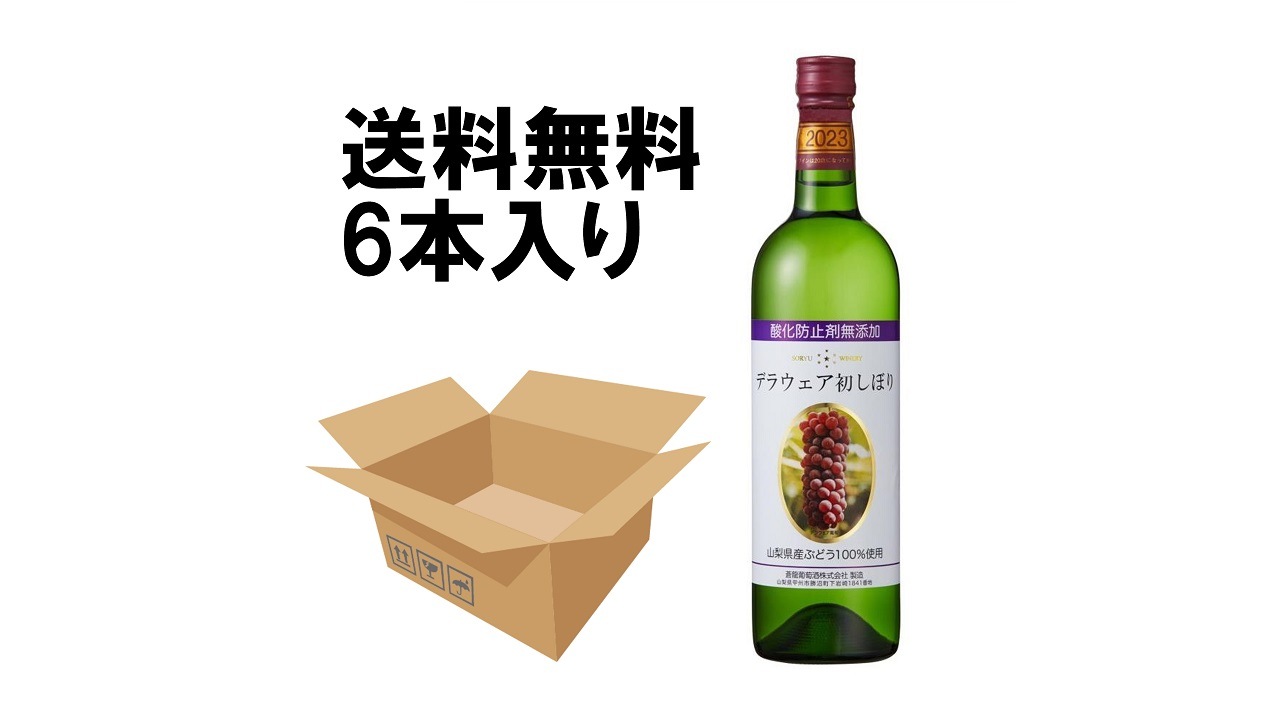 【アデカ】＜送料無料＞蒼龍葡萄酒　酸化防止剤無添加デラウェア初しぼり　2023【小１ケース（6本入り）】