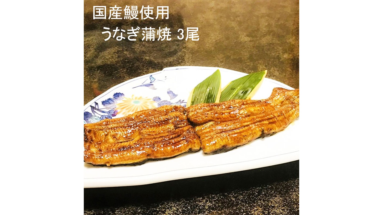 【うなぎ新都（しんみやこ）】国産うなぎ炭火蒲焼３尾