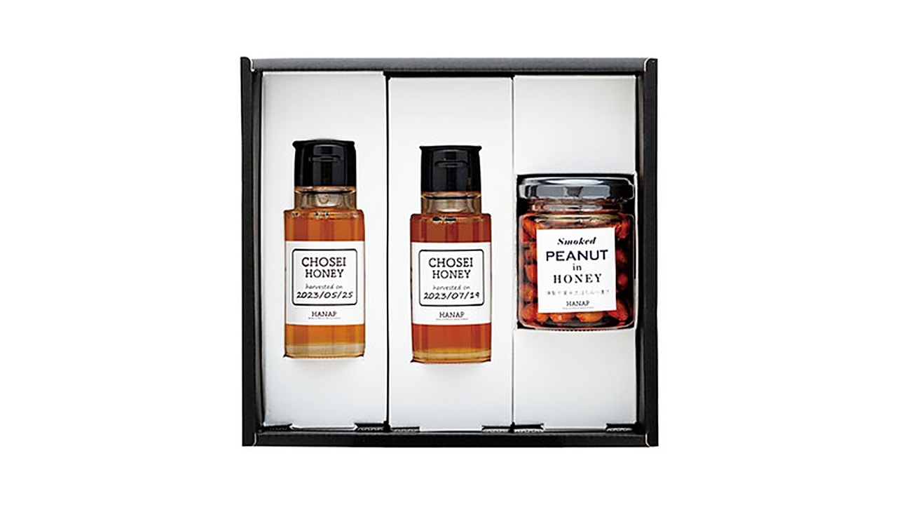 【HANAP】【化粧箱入り／熨斗・リボン対応】千葉の逸品ギフトセット（純粋はちみつ70g×2種類＆燻製落花生のはちみつ漬け）