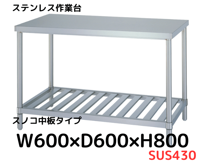【最終値下！】SINKO SUS439 ステンレス作業台 750x600x800 1-6568-25 ステンレス作業台(三方枠) 1200×750×800mm WDT-12075