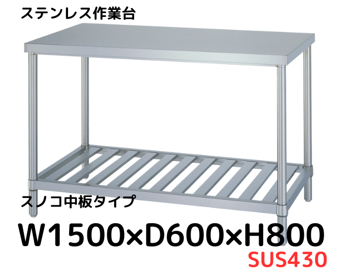 【最終値下げ！】ステンレス作業台 SUS430 750x600x800mm ステンレス作業台（三方枠タイプ・SUS430） | 東製作所 | MISUMI