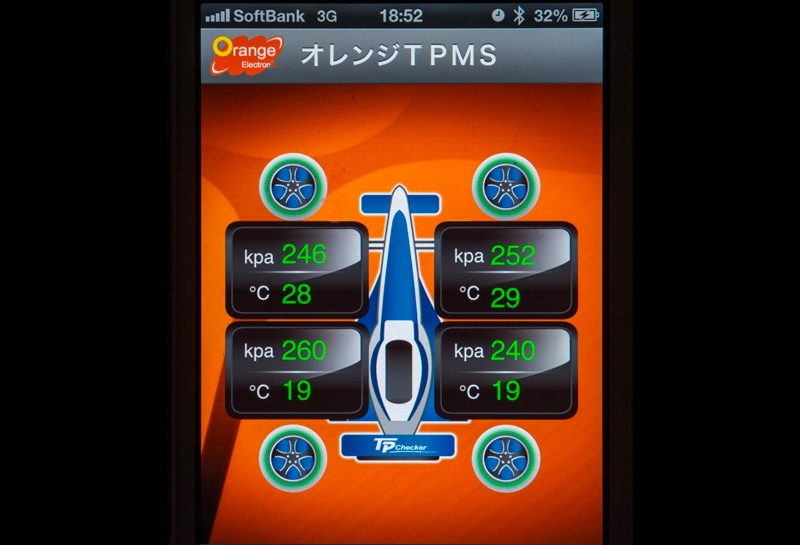 Orange Japan製 TP Cheker P418 白 iPhone/iPad対応型モデル  タイヤ空気圧温度モニタリングシステム