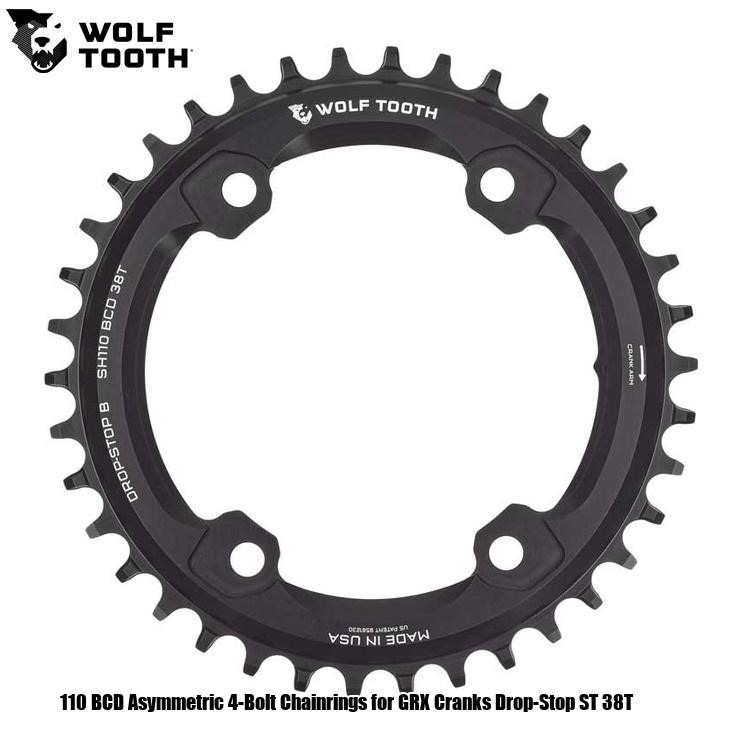 WOLF TOOTH ウルフトゥース 110 BCD Asymmetric 4-Bolt Chainrings for GRX Cranks Drop-Stop ST 38T