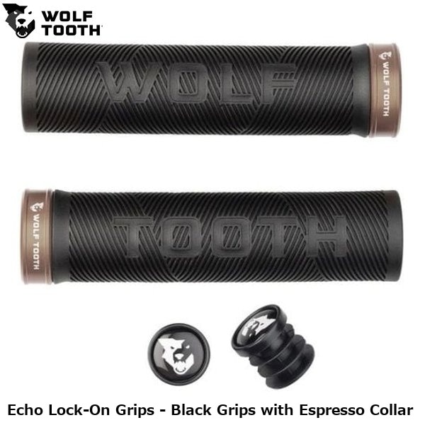 WOLF TOOTH ウルフトゥース Echo Lock-On Grips - Black Grips with Espresso Collar