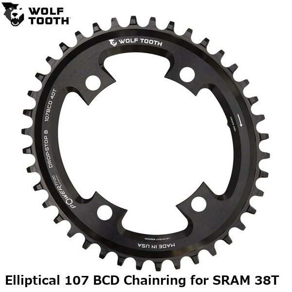 WOLF TOOTH ウルフトゥース Elliptical 107 BCD Chainring for SRAM 38T