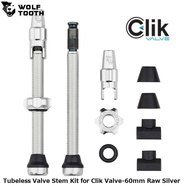 WOLF TOOTH ウルフトゥース Tubeless Valve Stem Kit for Clik Valve-60mm Raw Silver