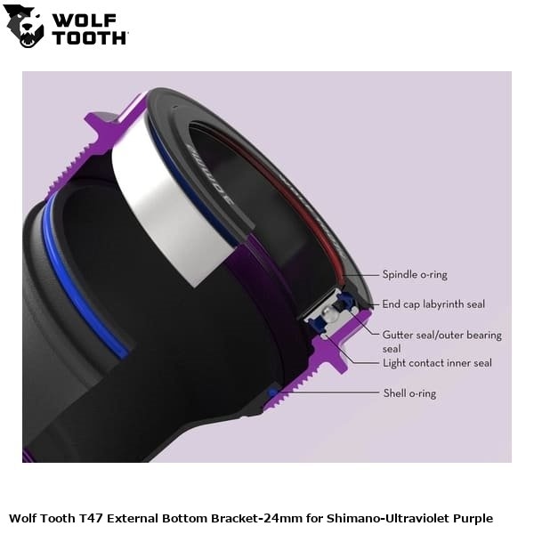 WOLF TOOTH ウルフトゥース Wolf Tooth T47 External Bottom Bracket-24mm for Shimano-Ultraviolet Purple