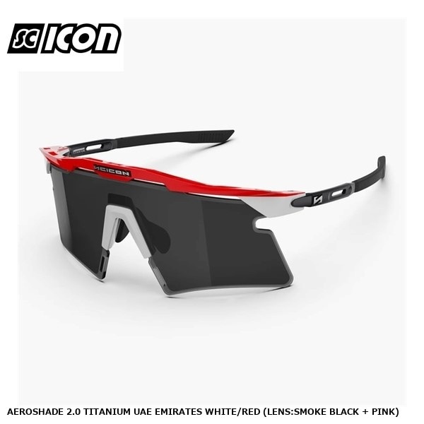 SCICONSPORTS シーコン AEROSHADE 2.0 TITANIUM UAE EMIRATES WHITE/RED (LENS:SMOKE BLACK + PINK)